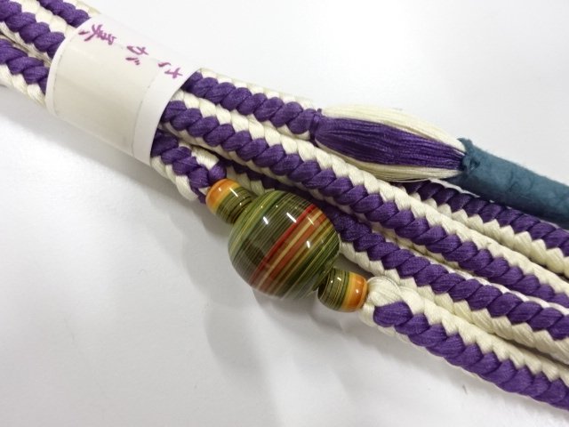 未使用品　堆朱帯留め・正絹手組帯締めセット